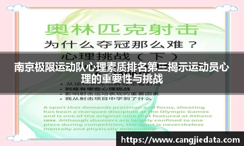 南京极限运动队心理素质排名第三揭示运动员心理的重要性与挑战